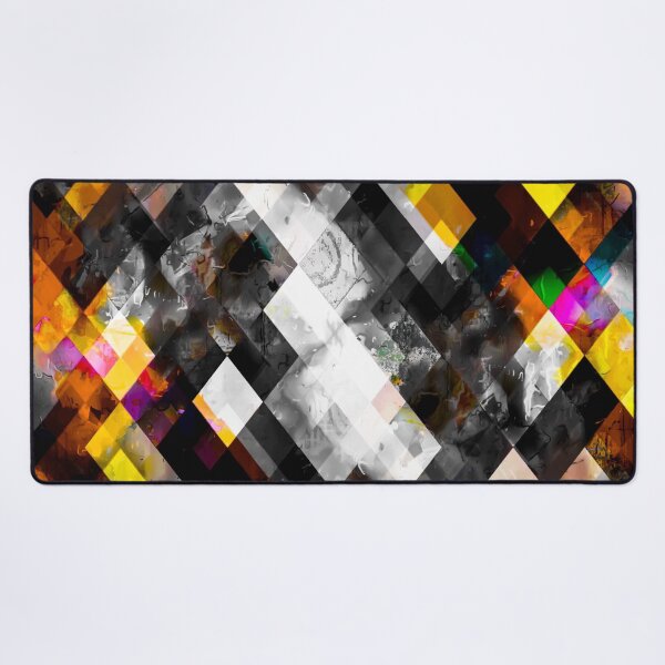 Item preview, geometric pixel square pattern abstract background in yellow orange pink designed and sold by Mrvell.