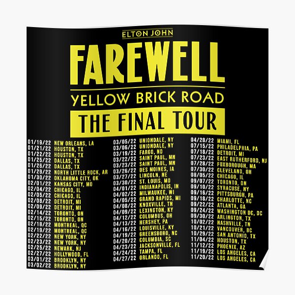 Elton John The Final Tour 2022 Farewell Yellow Brick Road Poster