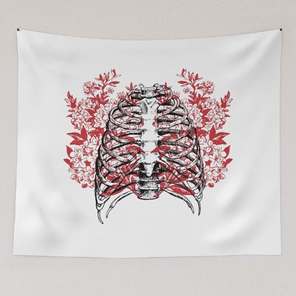 Item preview, Floral Ribcage, engraved anatomy illustration designed and sold by Littlezilla.