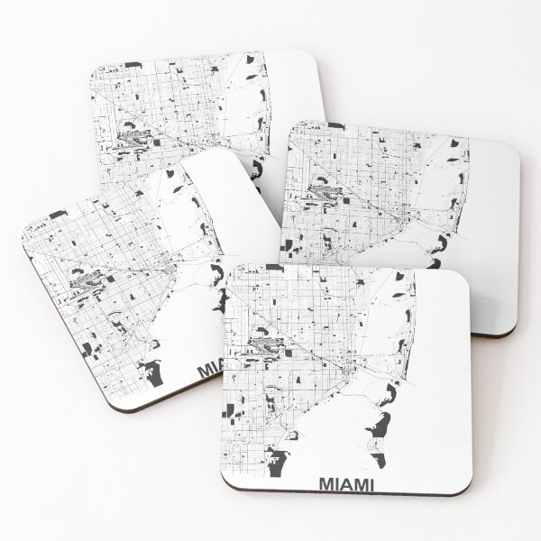 Item preview, Miami Black white Map Art Florida USA designed and sold by EpicMaps.