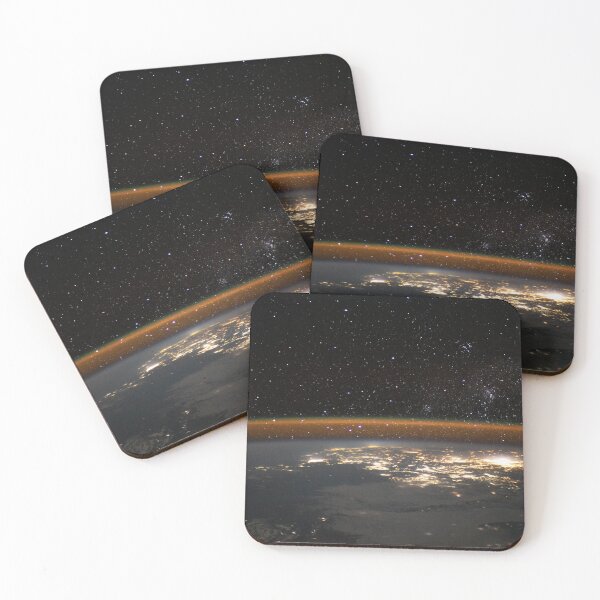 Item preview, A starry night sky and and an atmospheric glow (shot from ISS, International Space Station) designed and sold by Raureif.