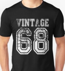 Vintage 68 2068 1968 T-shirt Birthday Gift Age Year Old Boy Girl Cute Funny Man Woman Jersey Style Unisex T-Shirt