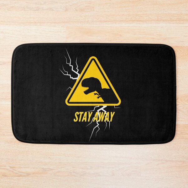 Item preview, STAY AWAY - beware of t-rex dinosaur danger sign with thunder designed and sold by MiKy1997.