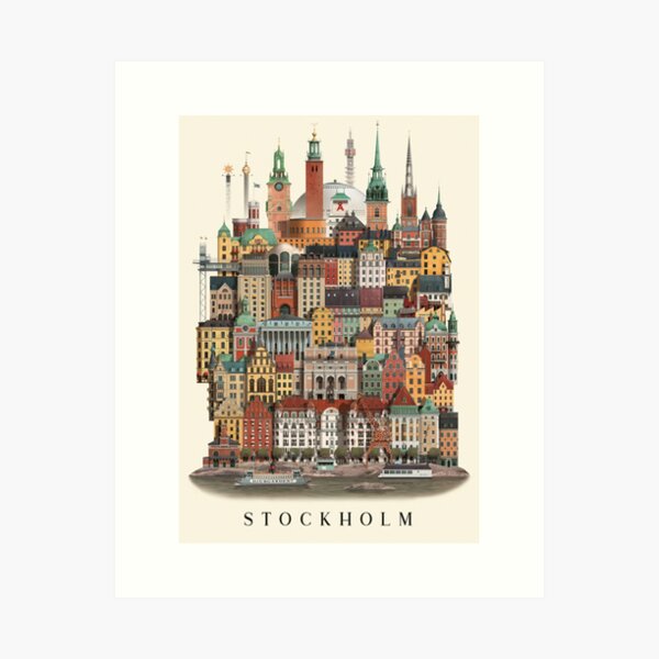 The Stockholm Collage Building Art Print