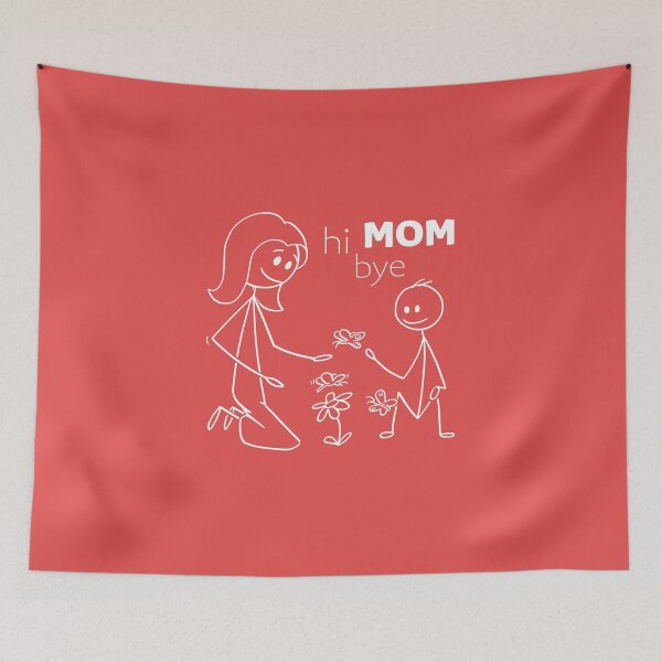 Item preview, Hi Mom Bye Mom mother and son watching flowers and butterflies designed and sold by W&M Store.