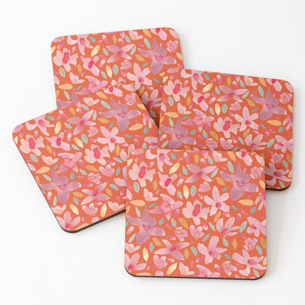 Item preview, Orange Spring Floral Watercolour Mustard Purple Green designed and sold by Lozzie Eliza Designs.