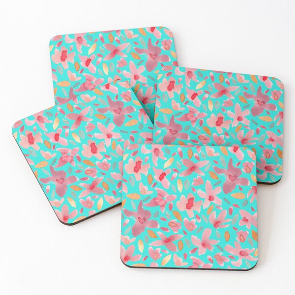 Item preview, Cyan Watercolour Mustard Purple Green designed and sold by Lozzie Eliza Designs.