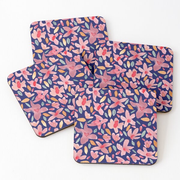 Item preview, Navy Blue Watercolour Mustard Purple Green designed and sold by Lozzie Eliza Designs.