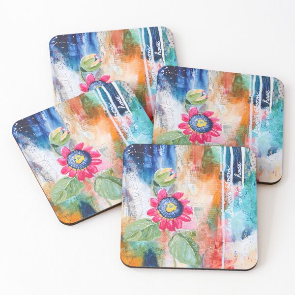 Item preview, Where Flowers Bloom - Abstract mixed media collage with passion flower designed and sold by SusanneRoseArt.