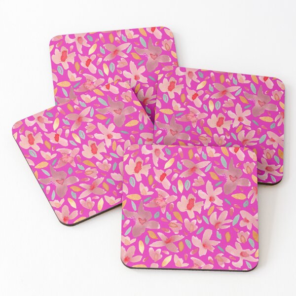 Item preview, Bright Pink Watercolour Mustard Purple Green designed and sold by Lozzie Eliza Designs.