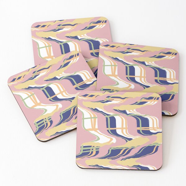Item preview, Retro Abstract Wavy Bue Plink Yellow Check designed and sold by Homeprintsau.