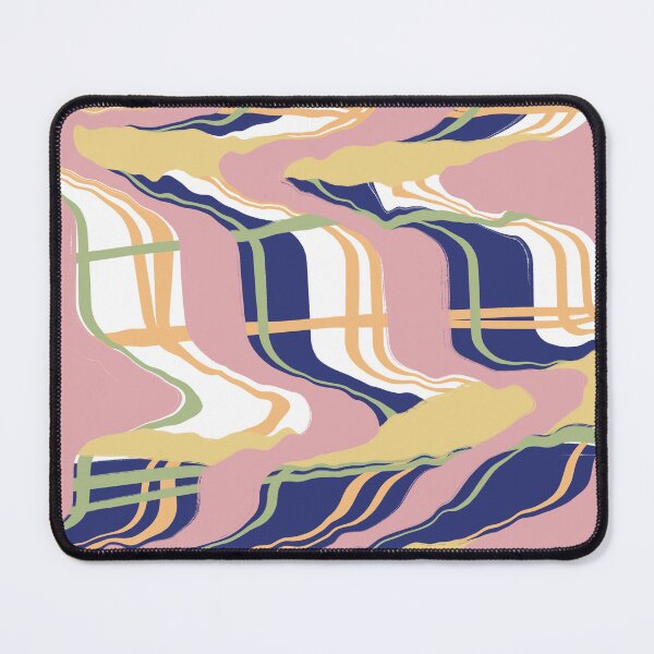 Item preview, Retro Abstract Wavy Bue Plink Yellow Check designed and sold by Homeprintsau.
