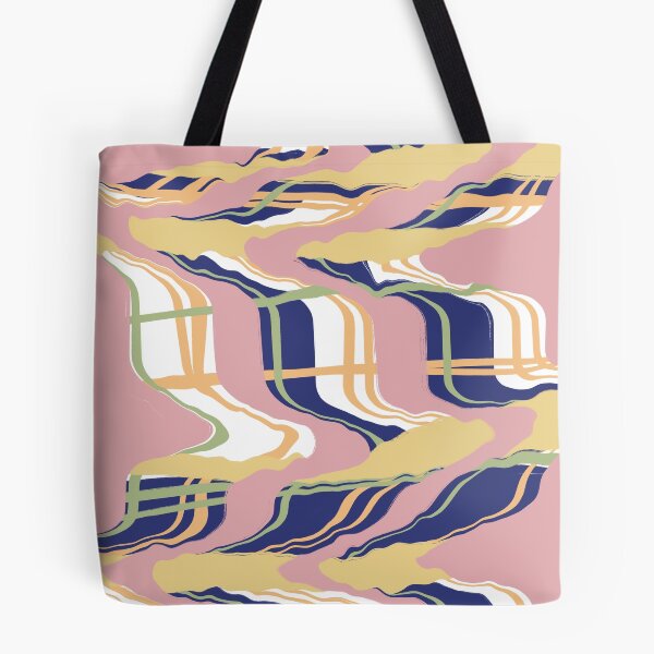 Item preview, Retro Abstract Wavy Bue Plink Yellow Check designed and sold by Homeprintsau.