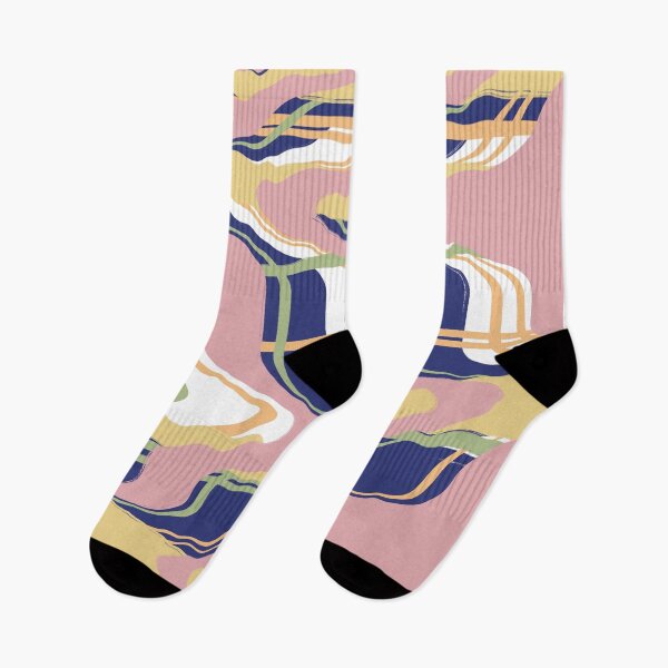 Item preview, Retro Abstract Wavy Bue Plink Yellow Check designed and sold by Homeprintsau.