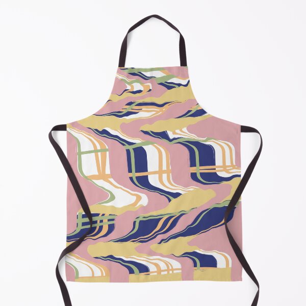 Item preview, Retro Abstract Wavy Bue Plink Yellow Check designed and sold by Homeprintsau.