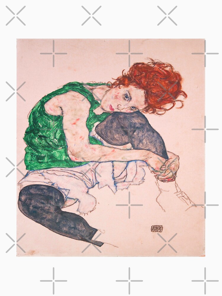 Mujer sentada con la rodilla doblada de Egon Schiele en póster