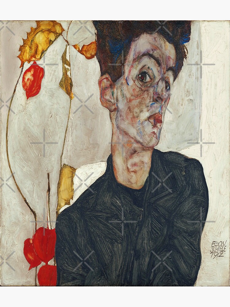 Egon Schiele Self Portrait with Chinese Lantern Plant 1912 | Magnet