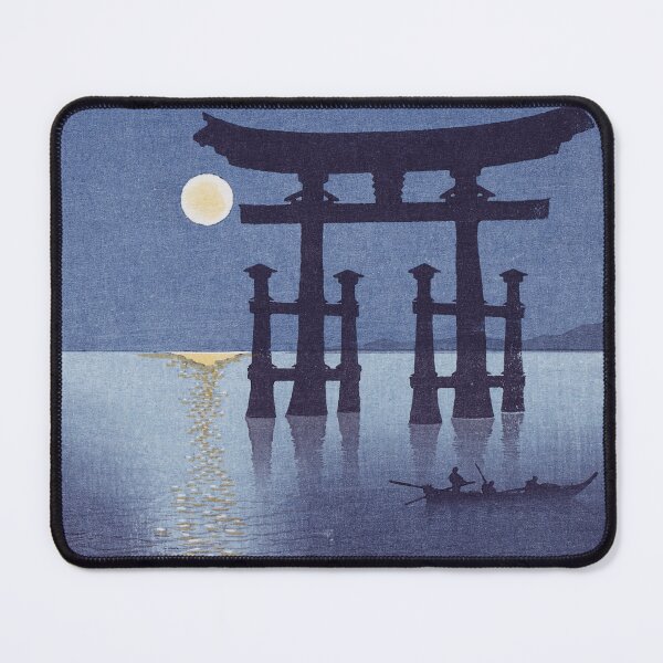 Item preview, Japanese traditional painting, blue night with moon reflections and fishermen. designed and sold by angelisart.