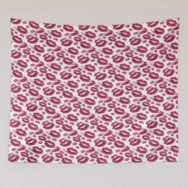 Item preview, Two Kisses Collided Red Lips Pattern On White Background designed and sold by taiche.
