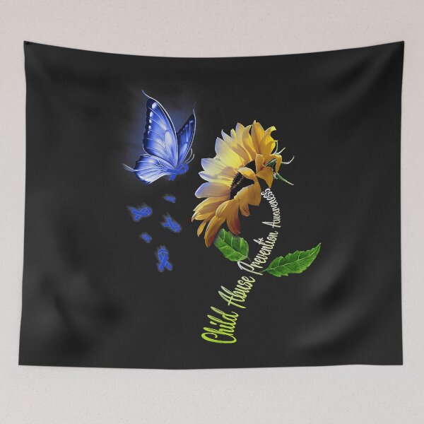 Item preview, Butterfly Sunflower Child Abuse Prevention Awareness Tank Top designed and sold by marcipattysk1i.