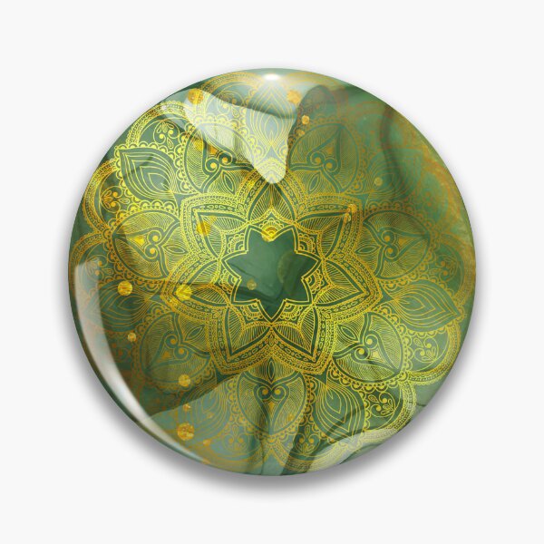 Item preview, Shiny Gold Mandala On Abstract Green Background designed and sold by Vic Torys ☆.