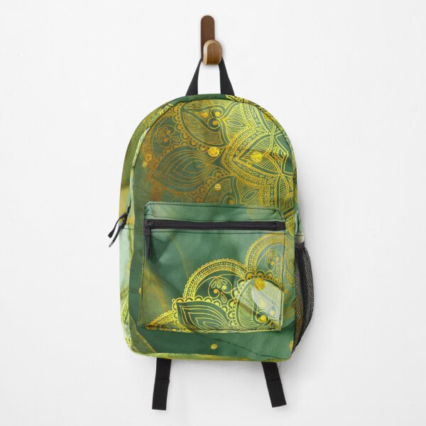 Item preview, Shiny Gold Mandala On Abstract Green Background designed and sold by Vic Torys ☆.