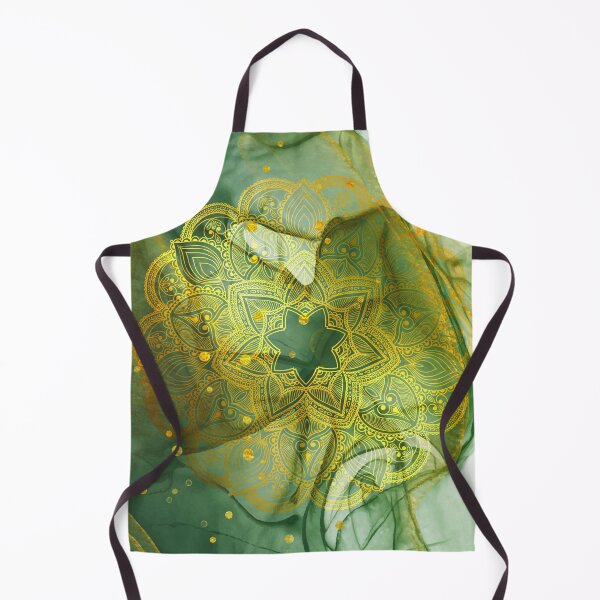 Item preview, Shiny Gold Mandala On Abstract Green Background designed and sold by Vic Torys ☆.