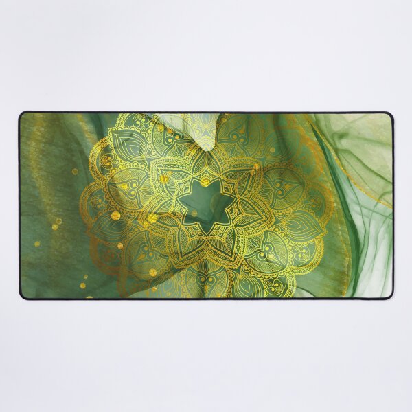 Item preview, Shiny Gold Mandala On Abstract Green Background designed and sold by Vic Torys ☆.