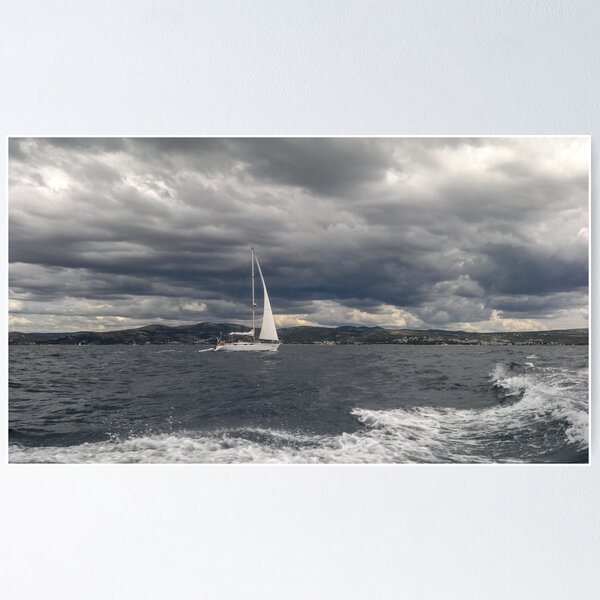 Head Sail under cloudy sky Poster