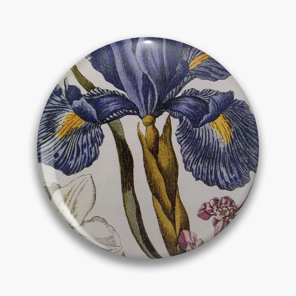 Item preview, Antique  blue English Iris, pink Delphinium, white Narcissus 1680 designed and sold by aapshop.
