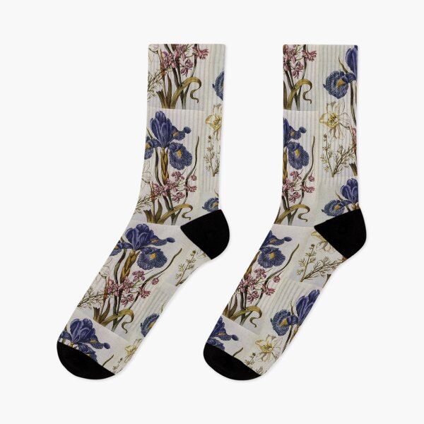 Item preview, Antique  blue English Iris, pink Delphinium, white Narcissus 1680 designed and sold by aapshop.