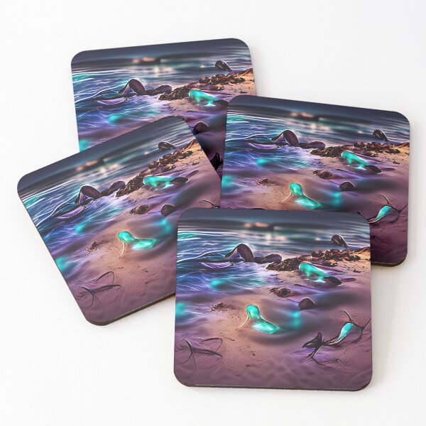 Item preview, AI Generated Art, Bioluminescent Beach designed and sold by ACC .