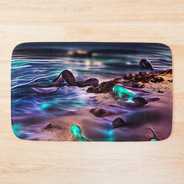 Item preview, AI Generated Art, Bioluminescent Beach designed and sold by ACC .
