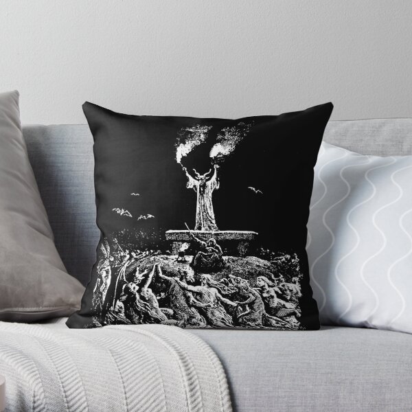 Black and White Goth Witchcraft Baphomet Gothic Throw Pillow