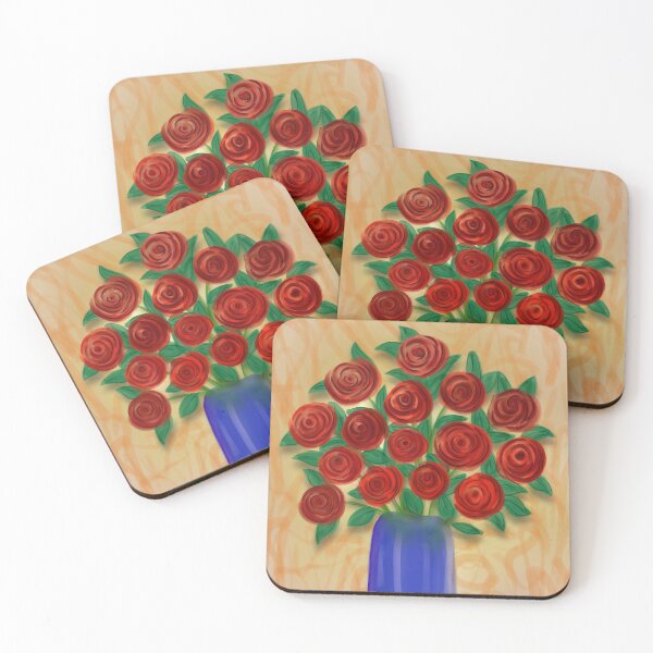 Item preview, Red Roses in a Blue Vase - Valentines Day designed and sold by S Cube Design.