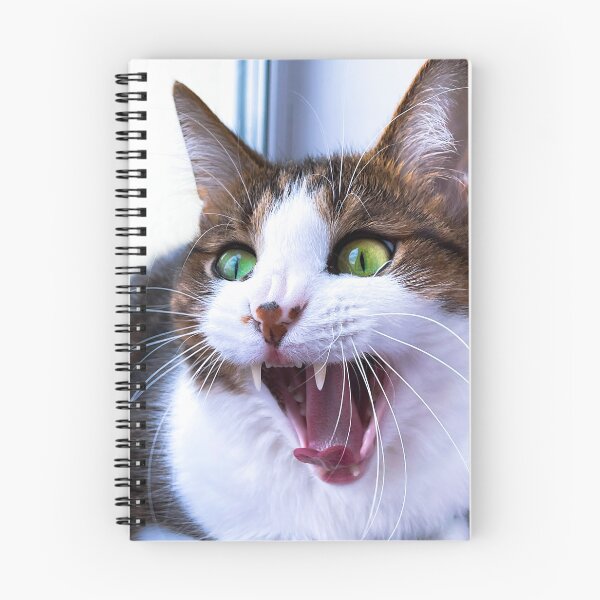 Item preview, Gato bostezo divertido con ojos verdes y bigotes designed and sold by AnnPrecious.