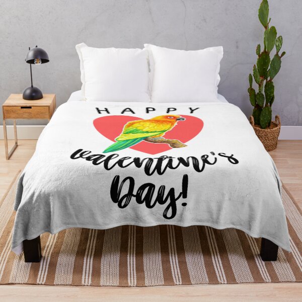 Artikelvorschau, Happy Valentinstag Sun Conure Aquarell entworfen und verkauft von Ivy Lily Art.