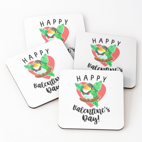 Item preview, Happy Valentine's Day Caique Parrot Watercolor designed and sold by Ivy Lily Art.