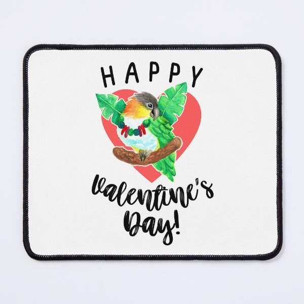 Item preview, Happy Valentine's Day Caique Parrot Watercolor designed and sold by Ivy Lily Art.