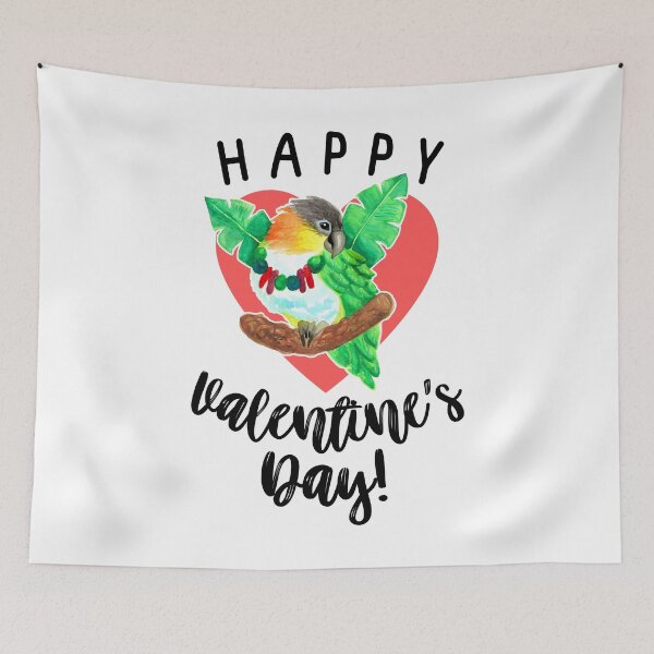 Item preview, Happy Valentine's Day Caique Parrot Watercolor designed and sold by Ivy Lily Art.