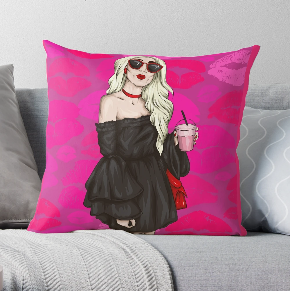 Preppy Throw Pillow, Cute Pillows for Teen Girls Summer Bedroom