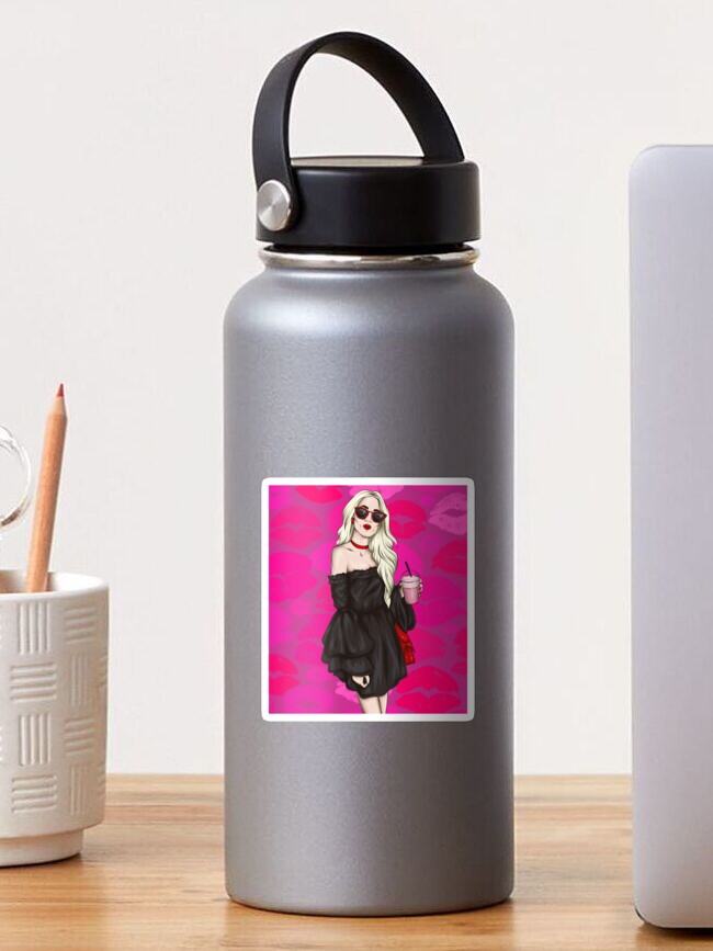 Preppy Cocktail Cup Water Bottle - Aesthetic Room Decor