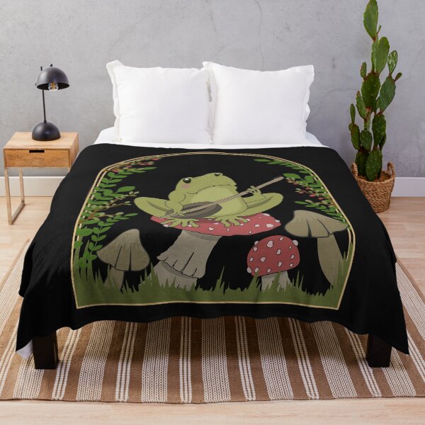 Item preview, cottagecore cottage core funny frog playing guitar banjo on mushrooms designed and sold by teeartforyou.