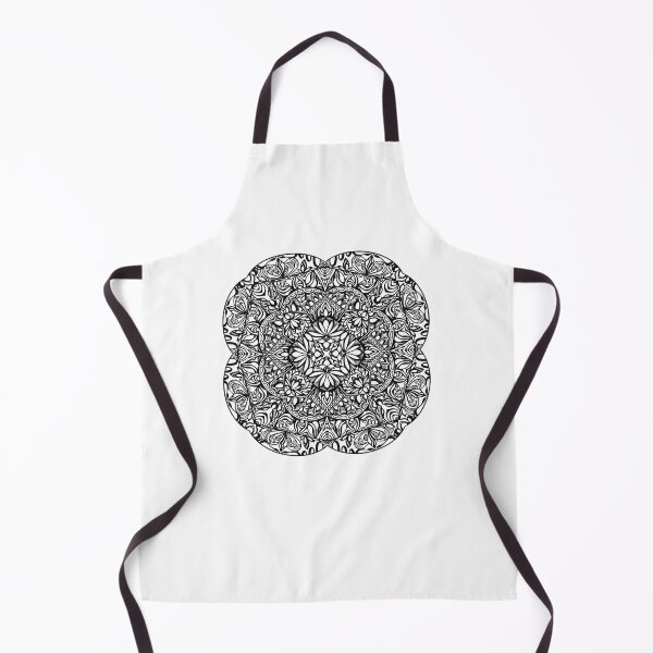 Item preview, Flowery Mandala - Intricate Black and White Digital Illustration - Vibrant and Eye-catching Design for printing on t-shirts, wall art, pillows, phone cases, mugs, tote bags, notebooks and more designed and sold by cherdoodles.