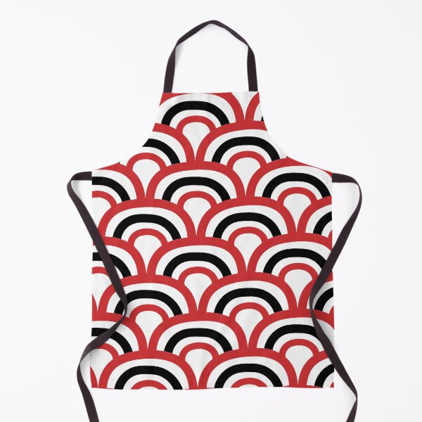Item preview, Red Black and White Retro Scallop Stripe Pattern Pairs Coloro 2022 Popular Color Red Glow 013-43-37 designed and sold by ColorOfTheYears.