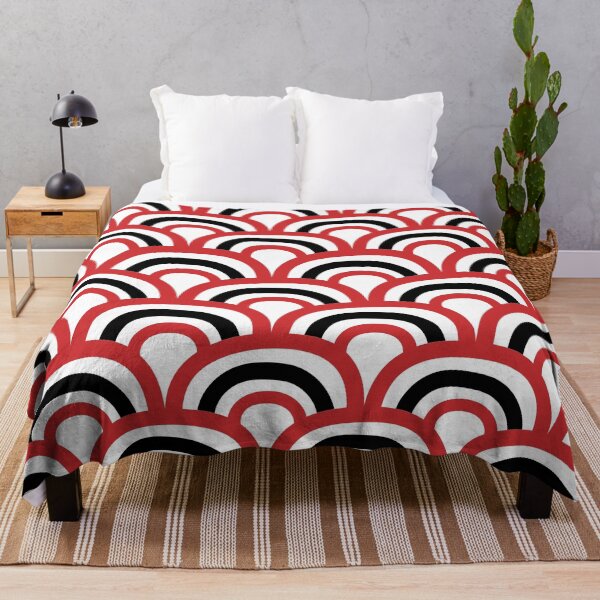 Item preview, Red Black and White Retro Scallop Stripe Pattern Pairs Coloro 2022 Popular Color Red Glow 013-43-37 designed and sold by ColorOfTheYears.