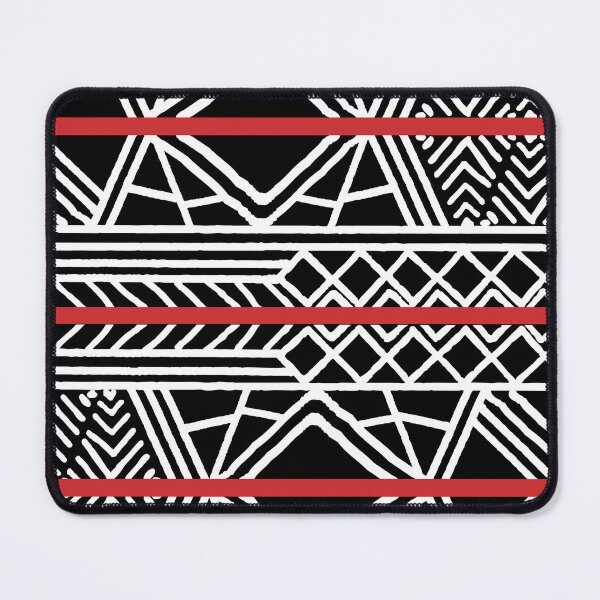 Item preview, Red Black and White Mudcloth Stripes Pattern Pairs Coloro 2022 Popular Color Red Glow 013-43-37 designed and sold by ColorOfTheYears.