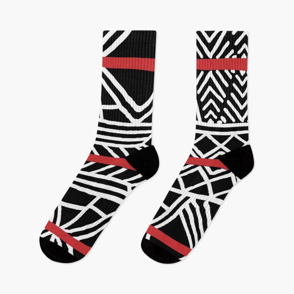Item preview, Red Black and White Mudcloth Stripes Pattern Pairs Coloro 2022 Popular Color Red Glow 013-43-37 designed and sold by ColorOfTheYears.