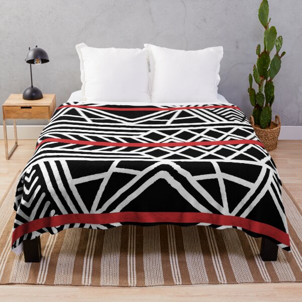 Item preview, Red Black and White Mudcloth Stripes Pattern Pairs Coloro 2022 Popular Color Red Glow 013-43-37 designed and sold by ColorOfTheYears.