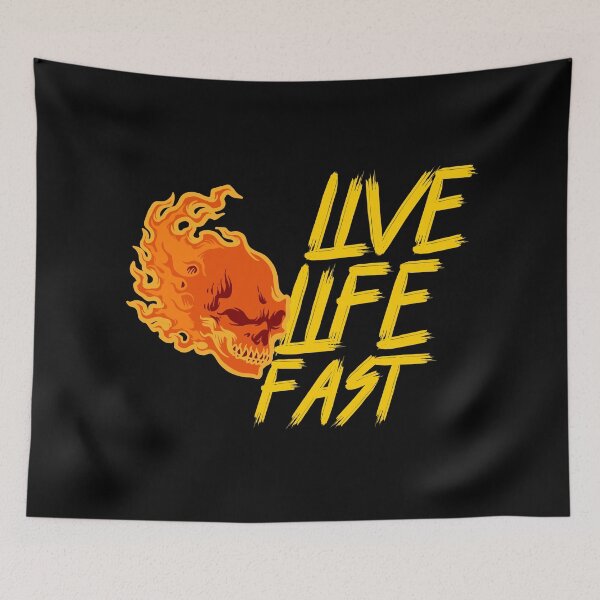 Item preview, Live Life Fast Flaming Skull Café Racer Cool Graphic designed and sold by GO SHIRT-TEE.